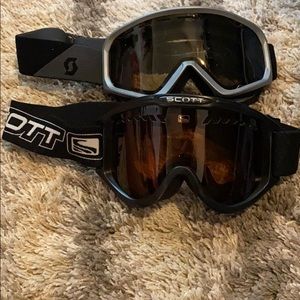 Two pairs of black Scott ski goggles